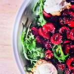 marinated cherries and goat cheese salad | breadonbutter